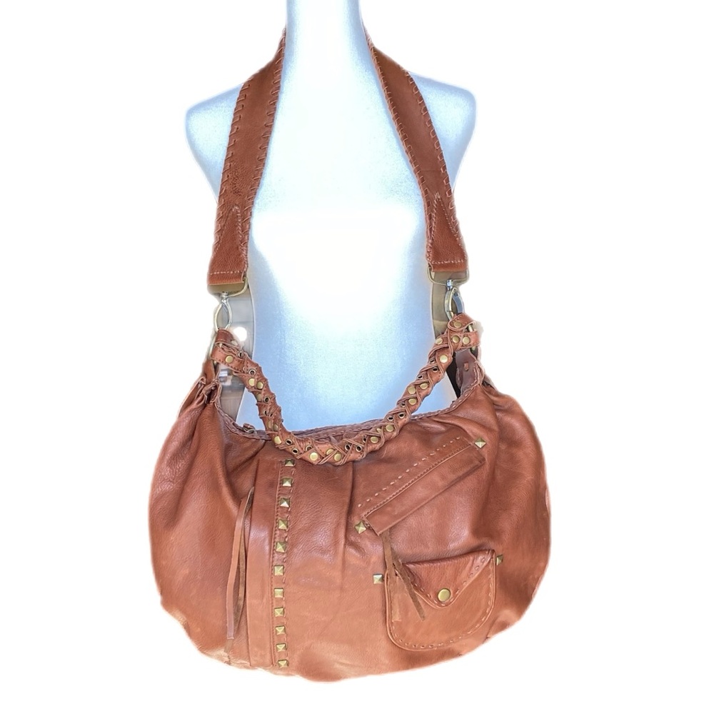 NWT Carla Mancini Leather “Elliot” Handbag In Rust